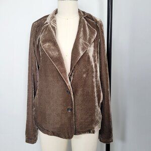 Mystree Carmel Brown Crushed Velvet Blazer Jacket Vintage Inspired Boho Academia
